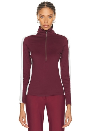 Fusalp Negam Top in Acajou & Neige - Burgundy,White. Size L (also in XS, S, M).