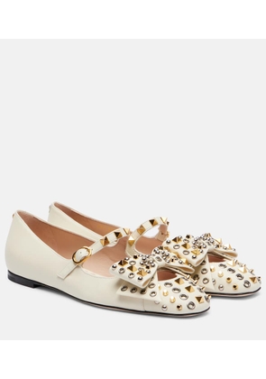 Valentino Garavani Bowow studded leather Mary Jane flats