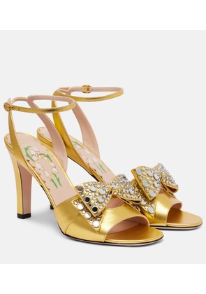 Valentino Garavani Bowow 95 embellished metallic leather sandals