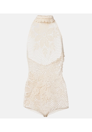 Magda Butrym Floral crochet cotton romper