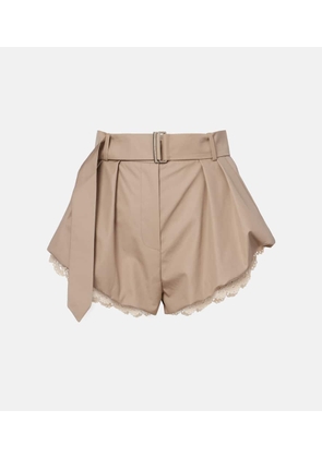 Magda Butrym Belted crochet-trimmed cotton micro shorts