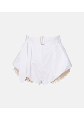Magda Butrym Crochet-trimmed cotton-blend shorts