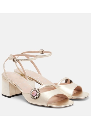 Valentino Garavani Daisy Jewel 55 metallic leather sandals