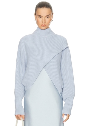 Lapointe Organic Cashmere Crossover Sweater in Celeste - Baby Blue. Size M (also in ).