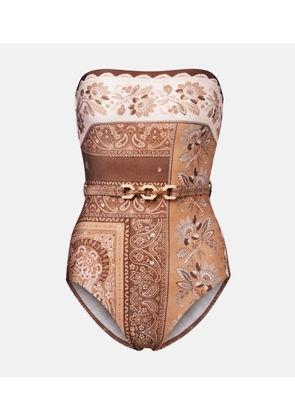 Zimmermann Lucky embellished printed swimsuit