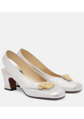 Valentino Garavani Adamantine embellished satin slingback pumps