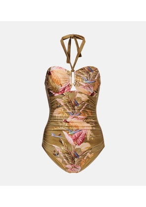 Zimmermann Ascension floral ruched swimsuit