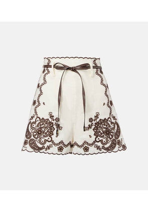 Zimmermann Ascension embroidered linen shorts
