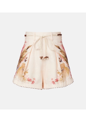Zimmermann Ascension beaded floral linen shorts