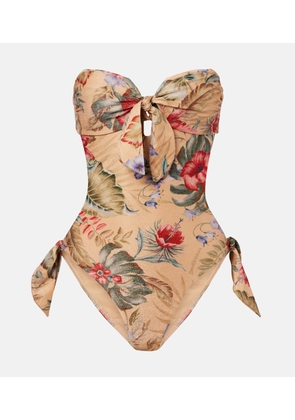 Zimmermann Coco bow-detail floral swimsuit