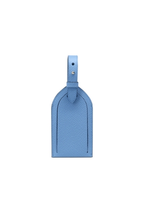 Smythson Luggage Tag In Panama In Nile Blue
