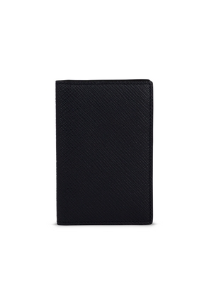 Smythson 6 Card Slot Folded Card Holder In Panama In Black