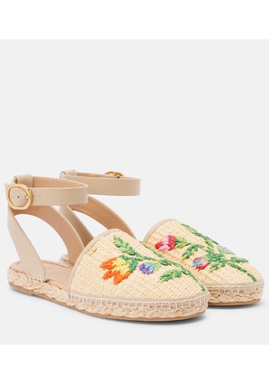 Valentino Garavani Bribri embroidered raffia espadrilles