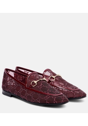 Gucci New Jordaan leather-trimmed mesh loafers