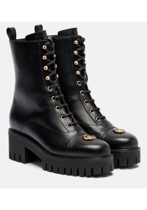 Gucci Double G leather combat boots