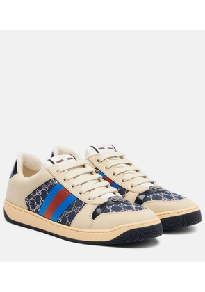 Gucci Screener GG leather-trimmed denim sneakers