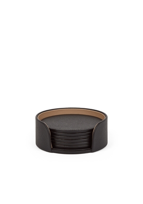 Smythson Coaster Set In Panama In Black