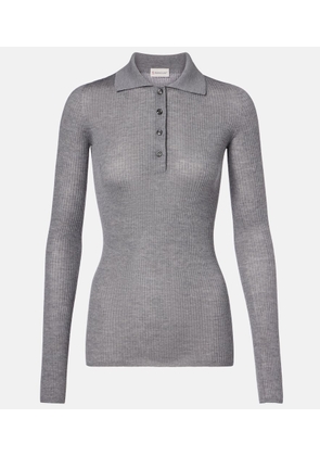 Moncler Ribbed-knit wool polo shirt