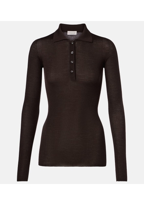 Moncler Ribbed-knit wool polo shirt