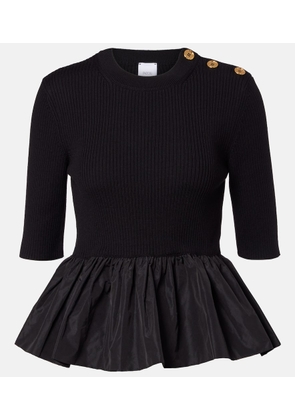 Patou Ribbed-knit peplum wool top
