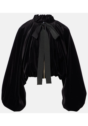 Patou Bow-detail cotton-blend velvet jacket