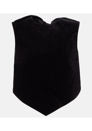 Patou Bow-detail cotton-blend velvet crop top
