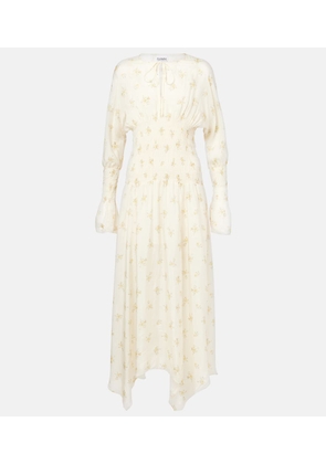 Ganni Printed smocked maxi dress