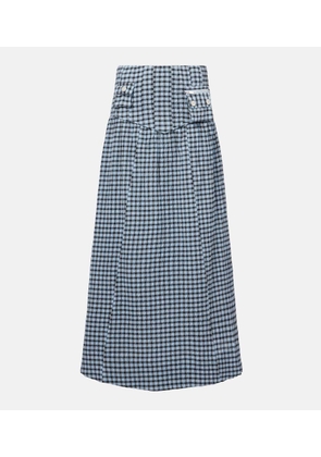 Ganni Gingham high-rise cotton-blend maxi skirt