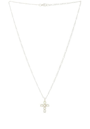 MAPLE Cross Chain Necklace in Silver 925 & Mother Of Pearl - Metallic Silver. Size 50mm (also in ).