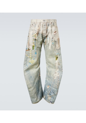 Acne Studios Distressed printed barrel-leg jeans