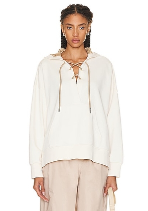 Moncler Laced Up Hoodie in White - White. Size L (also in XS).