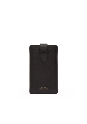 Smythson Phone Sleeve In Panama In Black