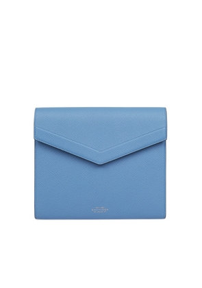 Smythson A5 Envelope Writing Folder In Panama In Nile Blue