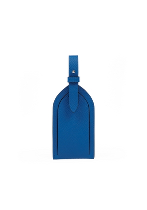 Smythson Luggage Tag In Panama In Cerulean