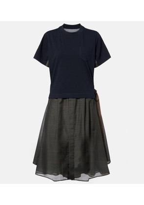 Sacai Jersey-paneled midi dress
