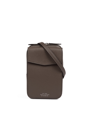 Smythson Crossbody Pouch In Ludlow In Dark Taupe