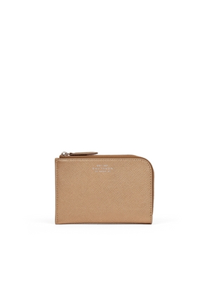 Smythson Small Flat Pouch In Panama In Bronze
