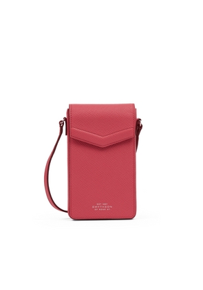 Smythson Envelope Phone Case Crossbody In Panama In Raspberry