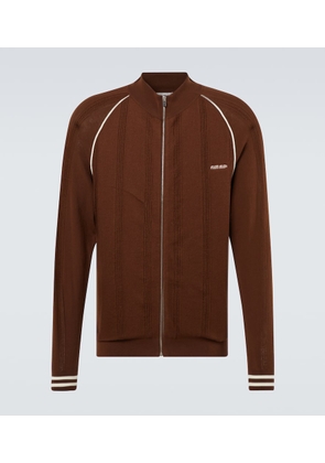 Miu Miu Logo cotton-blend zip-up cardigan