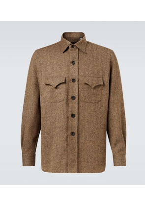 Rubinacci Herringbone wool Western shirt
