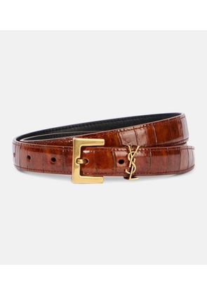 Saint Laurent Cassandre croc-effect leather belt