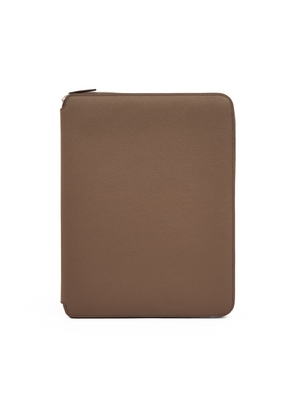 Smythson A4 Writing Folder With Zip In Panama In Fawn