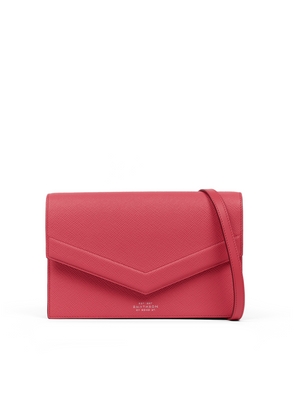 Smythson Envelope Crossbody Bag In Panama In Raspberry