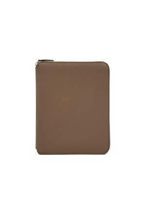 Smythson A5 Writing Folder With Zip In Panama In Fawn