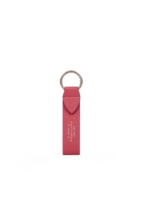 Smythson Keyring With Leather Strap In Panama In Raspberry