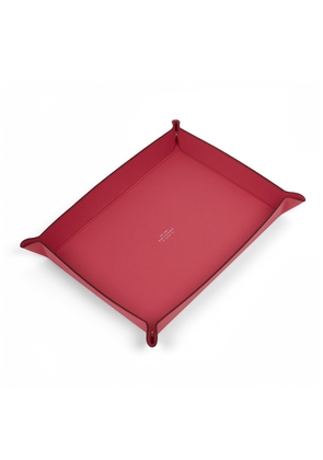 Smythson Large Rectangular Trinket Tray In Panama In Raspberry