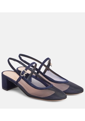 Gianvito Rossi Francoise 45 suede-trimmed slingback pumps