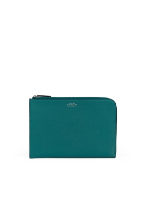 Smythson Slim Pouch In Panama In Petrol