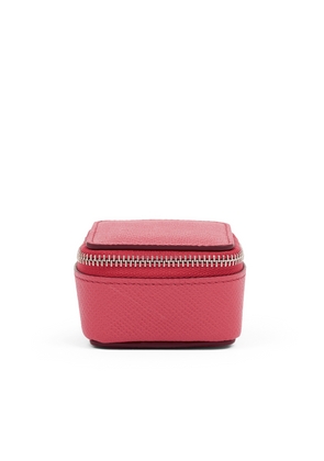 Smythson Small Square Trinket Case In Panama In Raspberry