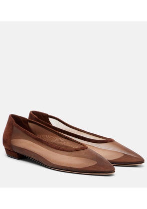 Gianvito Rossi Amelia suede-trimmed organza ballet flats